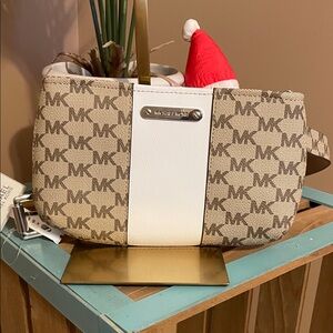 Michael Kors Monogram Beige and White Belt Bag (NWT)